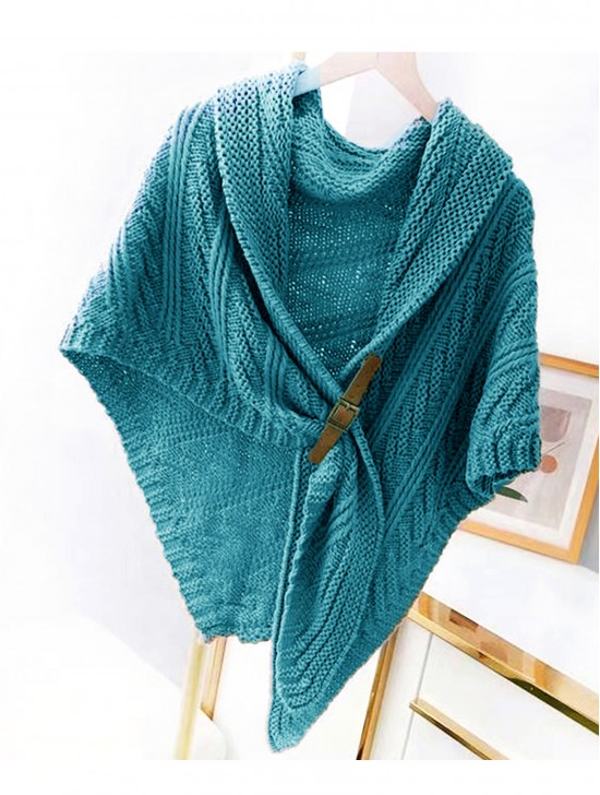 Knitted Cape w/ Buckle Detailing